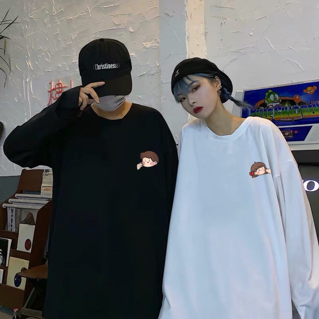 Áo thun dài tay  Có Bo Tay Véo Má  phông Unisex nam nữ tee oversize form rộng pull Ulzzang Streetwear Hàn Quốc vải mềm