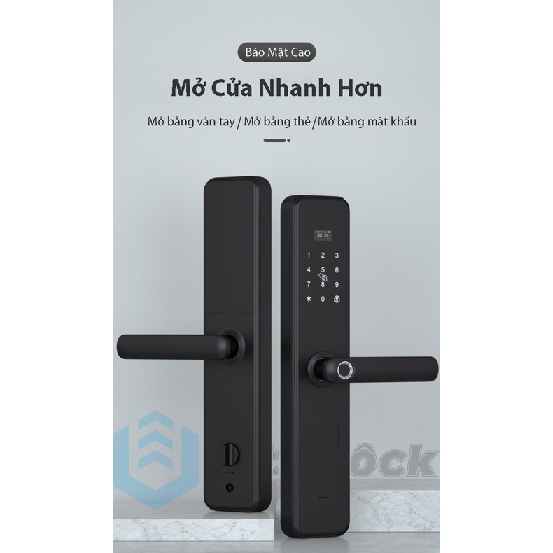 UL-H3 Khóa vân tay thông minh 5 cách mở, dùng cho cửa gỗ, cửa chống cháy, căn hộ chung cư, Ứng dụng điện thoại TTLOCK