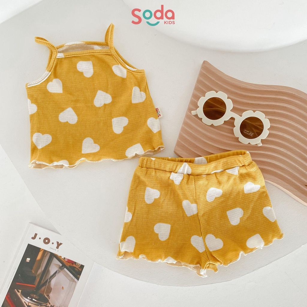 Bộ quần áo hai dây cho bé Tulip SODA KIDS kiểu viền sóng, co dãn mềm mãi