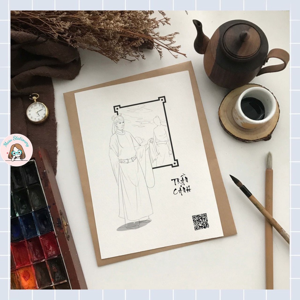 Tranh tô màu - "ĐẠI VIỆT TƯỚNG" trong BST Đại Việt Kỳ Nhân, 5 tranh giấy coldpress 300gsm