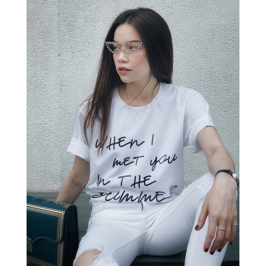 Áo thun phông nam nữ form rộng Familylove - Mẫu áo Unisex When I met you in summer chất Cotton 100% cao cấp