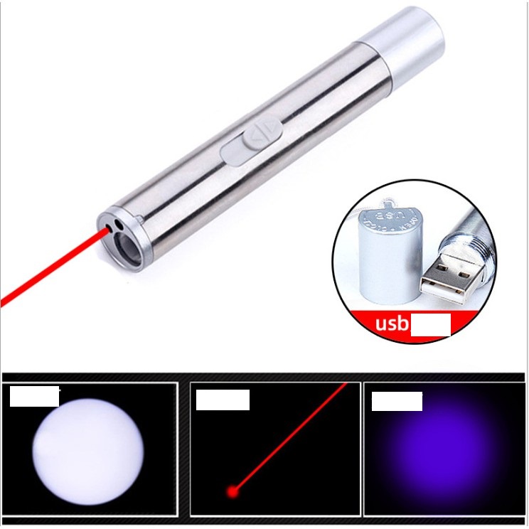 (MỚI) Đèn pin LASER 3 chế độ chiếu sáng - sạc bằng cổng USB