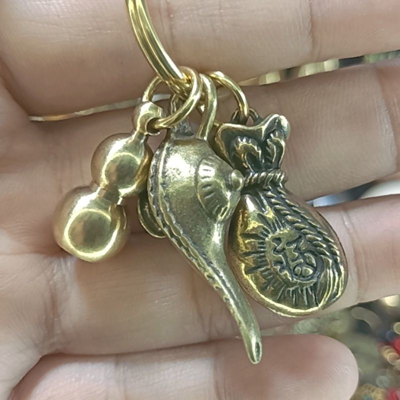 Móc khóa đồng thau bộ Bầu Phúc may mắn bền đẹp