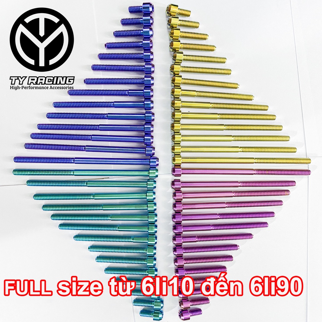 BỘ Ốc Titan lốc máy đầu Trụ các dòng xe GA Chuẩn GR5 xịn - TY Racing