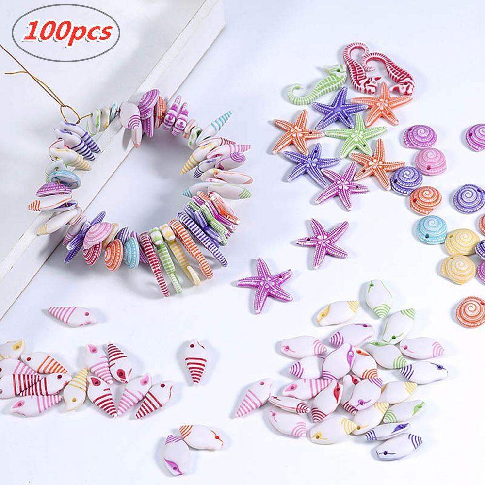 Set 100 Mặt Vòng cổ / Vòng Đeo Tay / Lắc Chân Bằng Acrylic Nhiều Màu