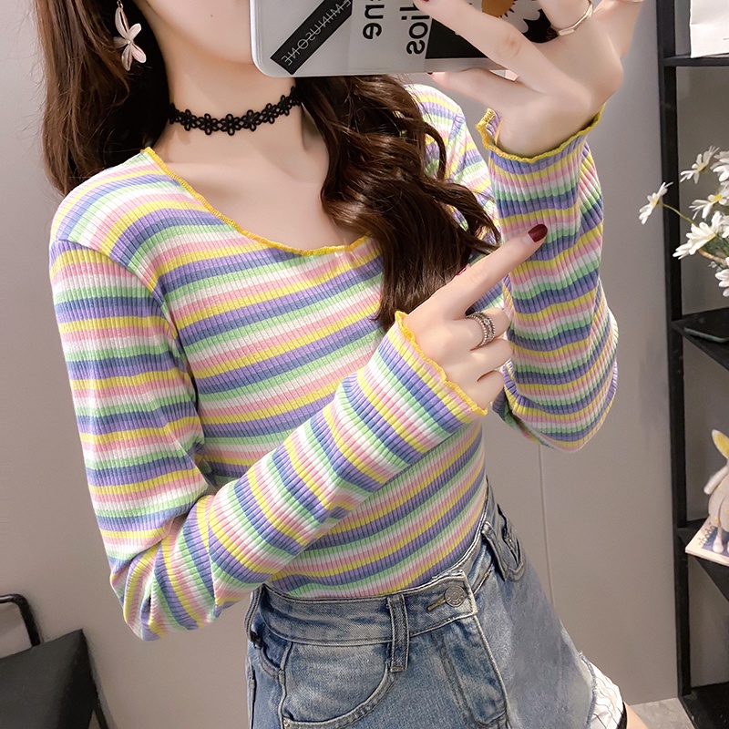 NRVP Áo Thun Nữ Tay Dài 100% Cotton Thời Trang Hàn Quốc