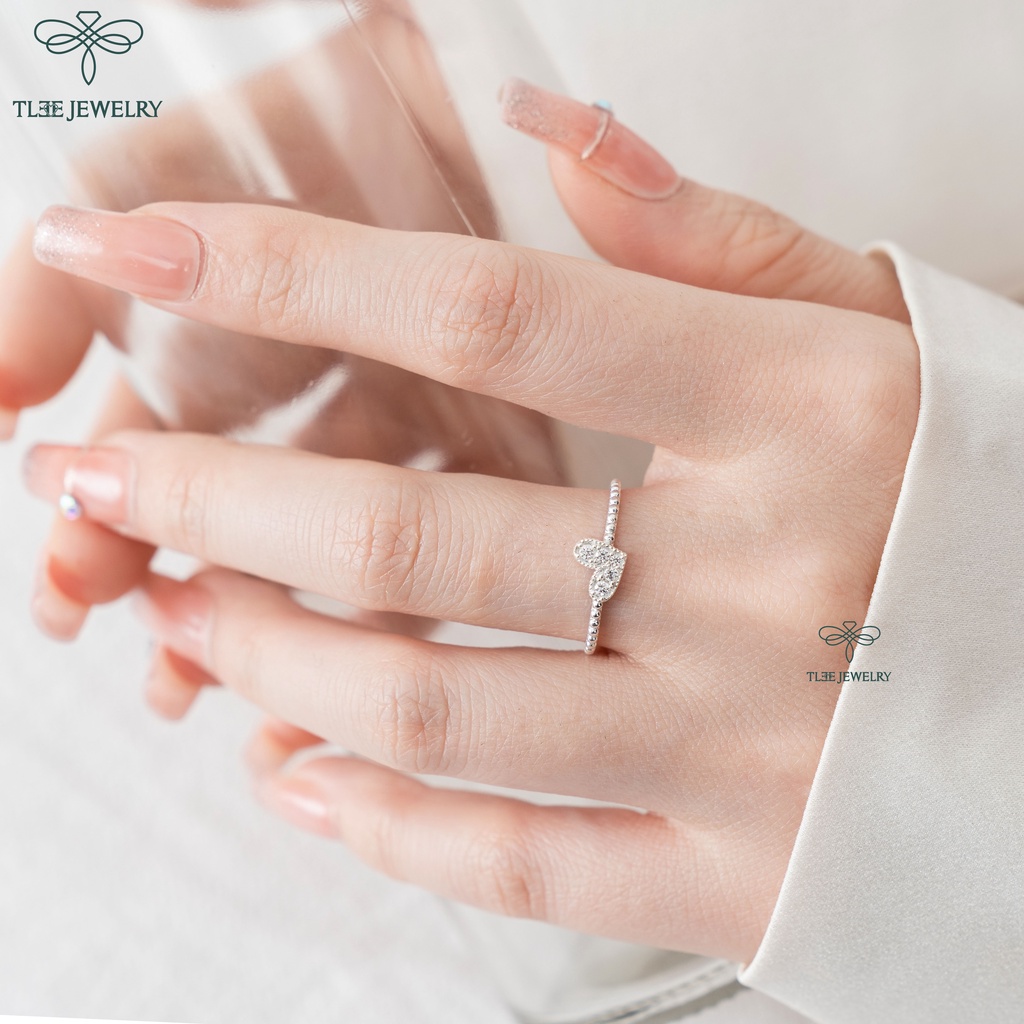 Nhẫn bạc nữ TLEE tim chéo nạm đá cao cấp TleeJewelry A0185