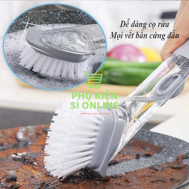 Cây Cọ chà rửa xoong nồi 2in1 CÁN DÀI/Chổi chà sàn có cán tay cầm kèm ngăn chứa xà phòng tiện dụng Store4girls