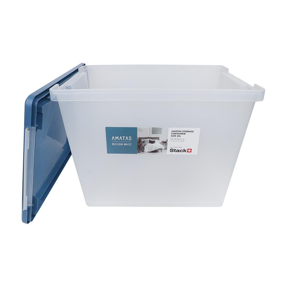 HomeBase STACKO Hộp đựng đồ bằng nhựa Thái Lan AMATAS 22L 29X39X29.7cm màu xanh dương