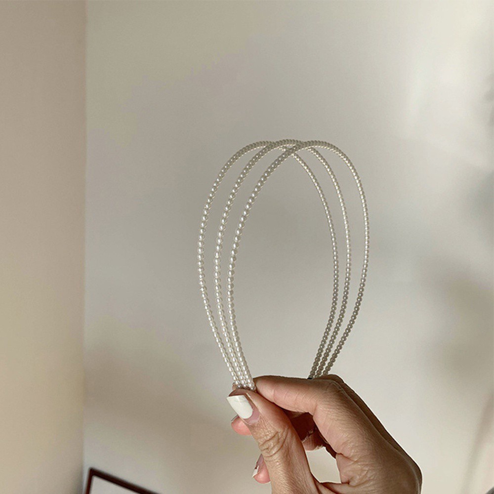 Băng Đô Ba Lớp Co Giãn Đính Hạt Ngọc Trai Thời Trang Hàn Quốc Cho Nữ
