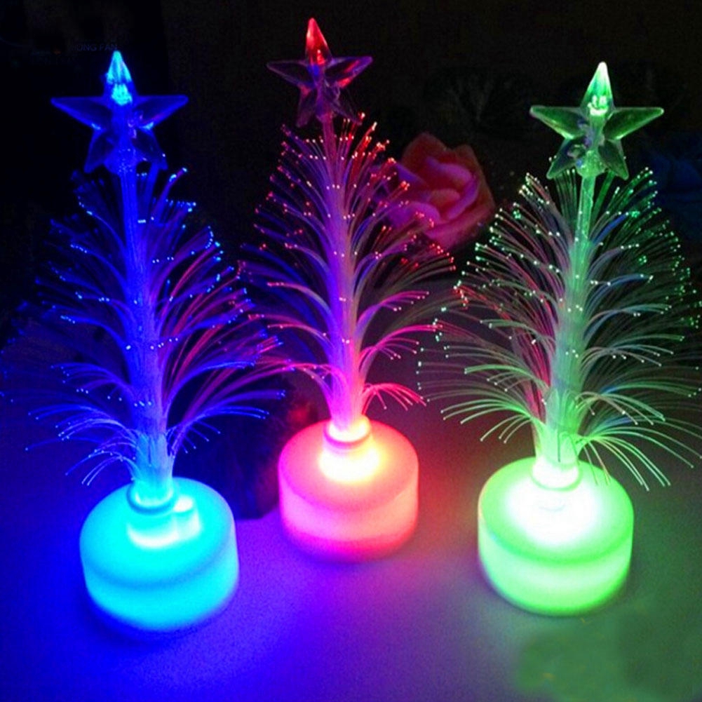 Cây thông đèn led sợi quang để bàn trang trí noel thay đổi màu sắc