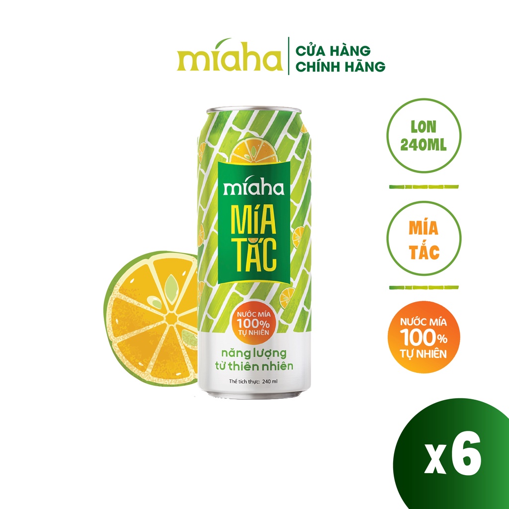 Combo_6_Lon Nước Mía Tắc Tự Nhiên MÍAHA dung tích 240ml/Lon | BigBuy360 - bigbuy360.vn