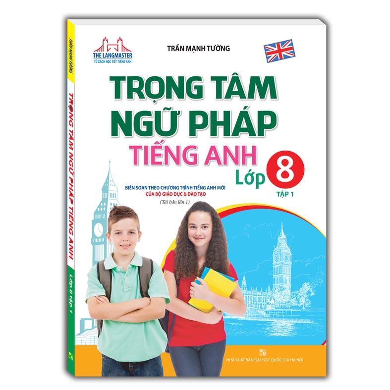 Sách - Combo 2c trọng tâm ngữ pháp tiếng Anh lớp 8(T1+T2) Tặng Kèm Bookmark