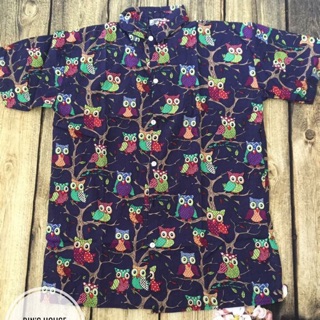 Áo sơ mi hoạ tiết con cú mèo