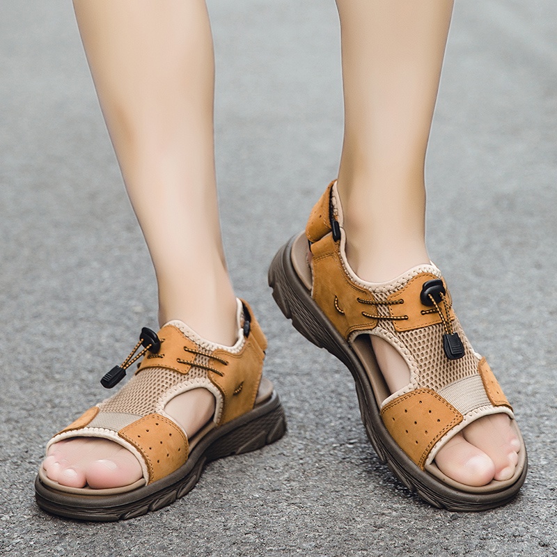 Giày Sandal Da Chống Trượt Phong Cách Hàn Quốc Thời Trang Đi Biển Cho Nam