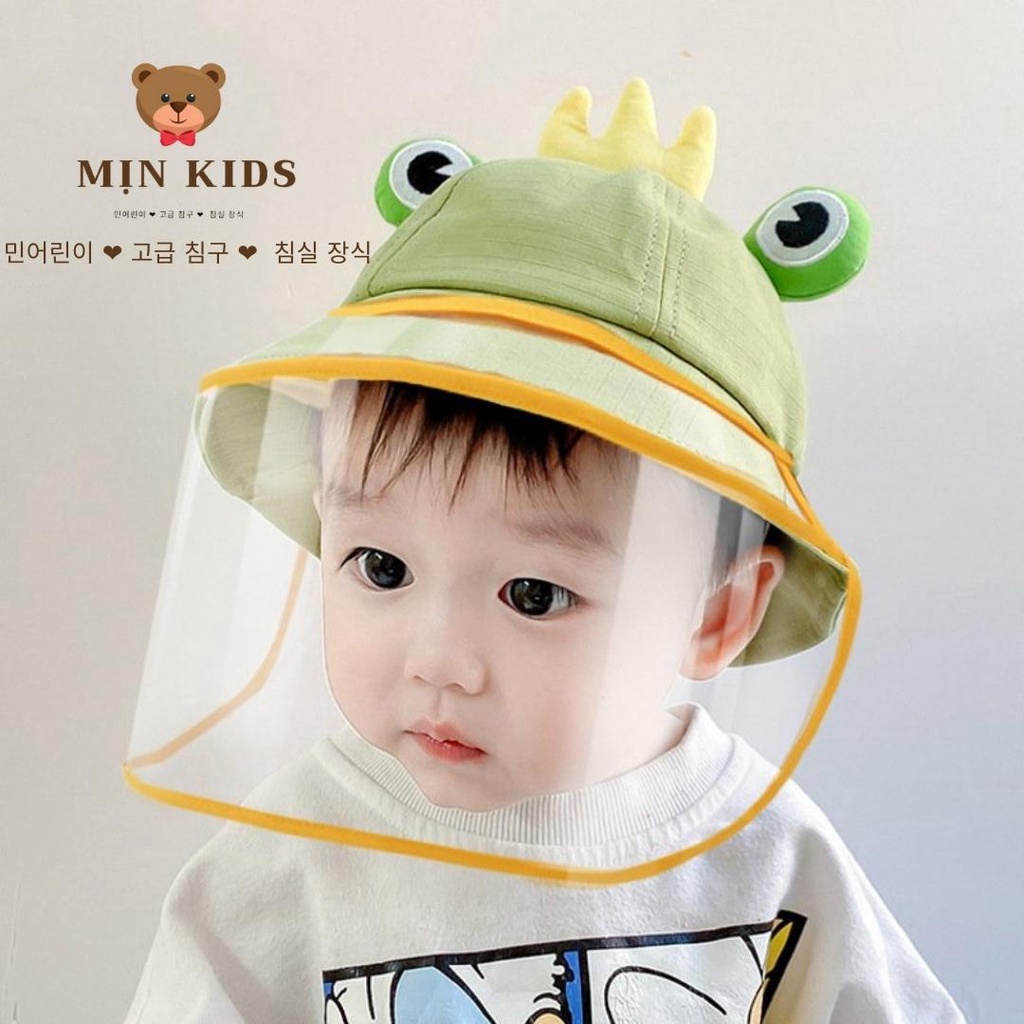 Mũ chống giọt bắn cho bé, chống dịch, chống nắng, Mũ MỊN KIDS sử dụng tấm chắn có thể tháo dời tiện lợi
