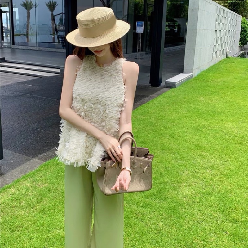 Áo trắng không tay ren lưới sang chảnh