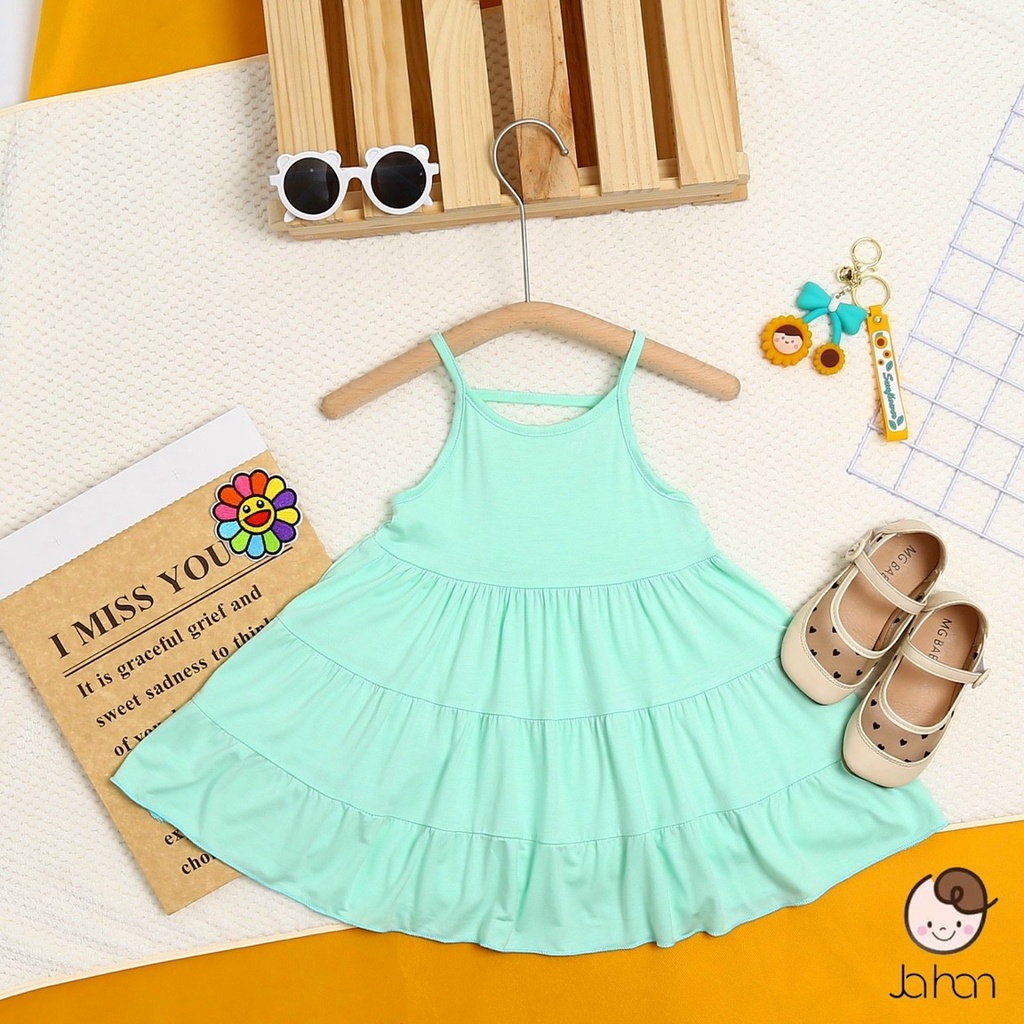 NOWSHIPĐầm Minky Mom Thun Lạnh Dể Thương Bé Gái 7-18kg