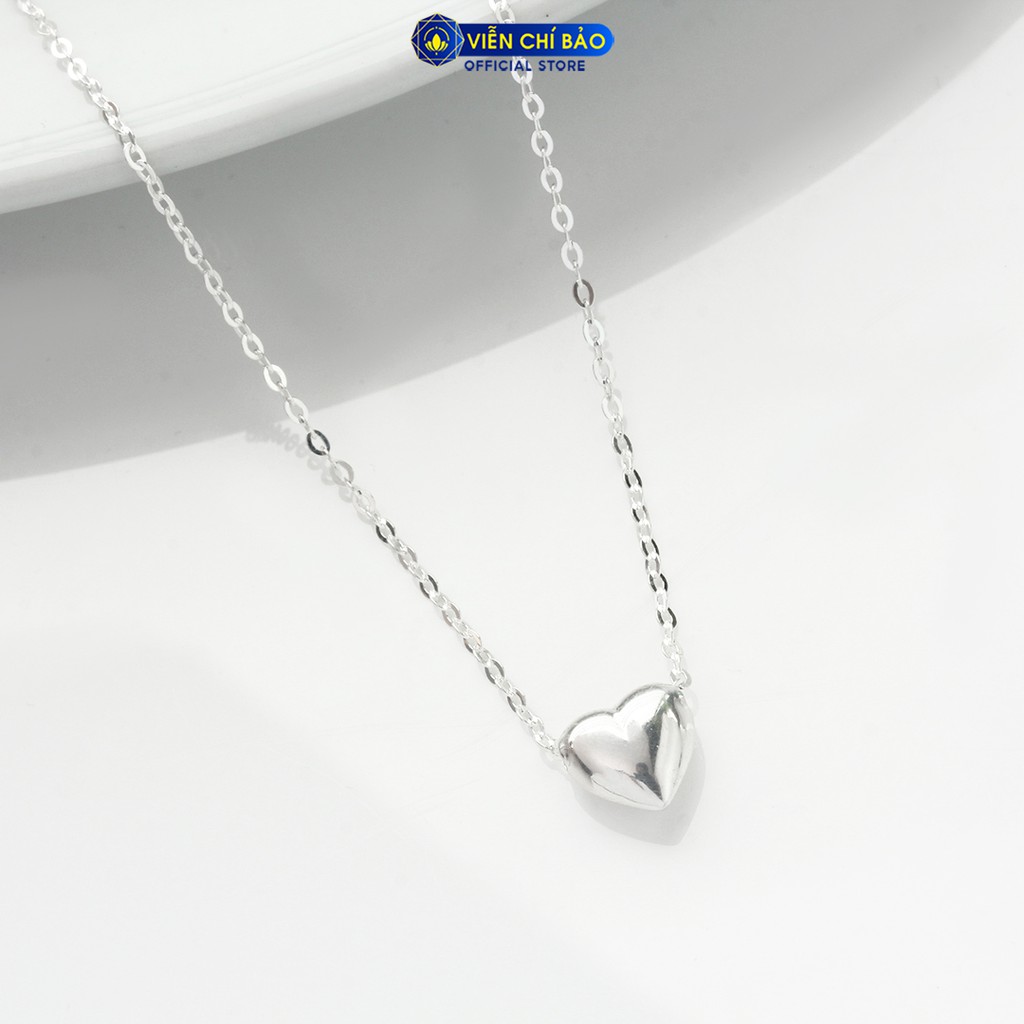 Dây chuyền bạc nữ họa tiết trái tim đính đá chất liệu bạc 925 thời trang phụ kiện trang sức nữ Viễn Chí Bảo