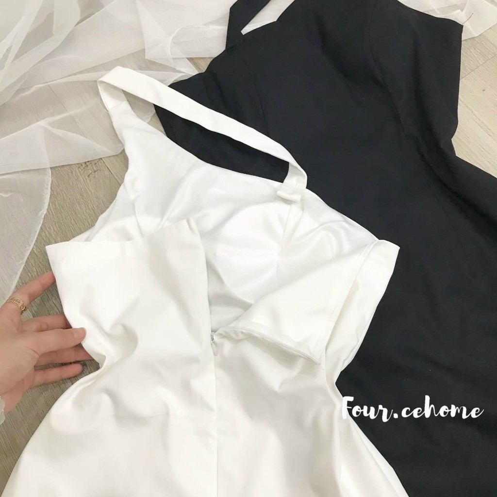 Đầm cộc tay cổ cách điệu