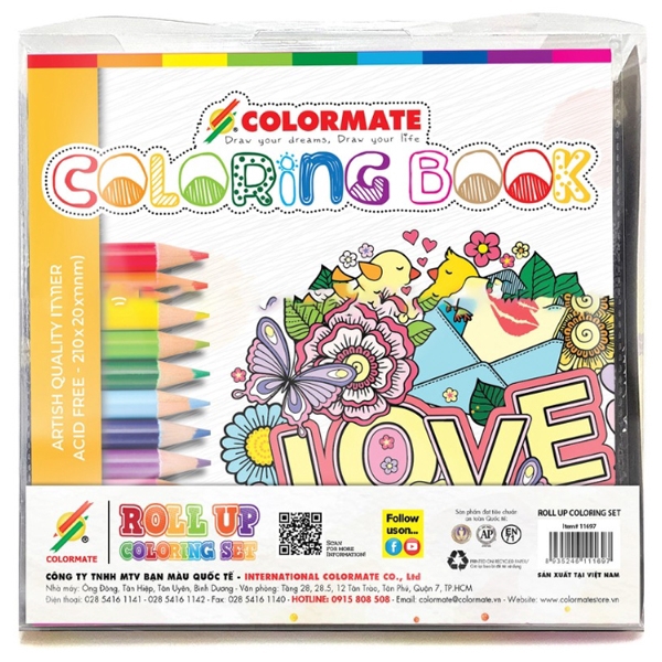 Bộ Bút Chì Màu Roll Up Coloring Set Colormate 11697 - COLORMATE CO., LTD