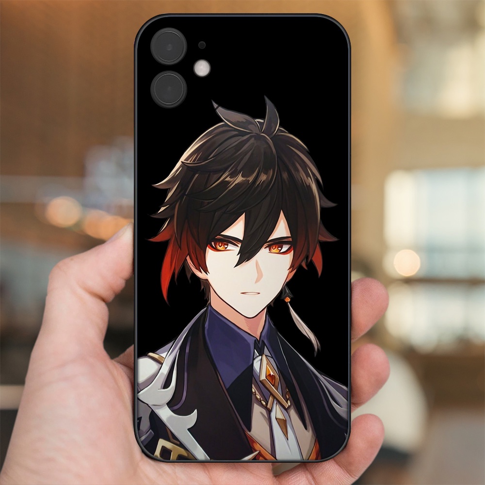 Ốp lưng iPhone 11 dẻo đen cạnh vuông in hình Zhongli Genshin Impact