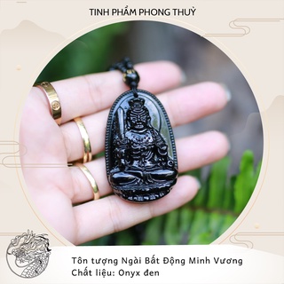 Dây chuyền tôn tượng Ngài Bất Động Minh Vương | Onyx đen