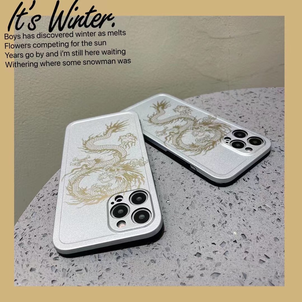 Ốp Điện Thoại Mềm Chống Sốc Chống Trượt Dập Nổi Hình Rồng Mạ Vàng Cho iphone13.13pro.13Promax 12.12Promax 8 7 Plus X XS Max xr