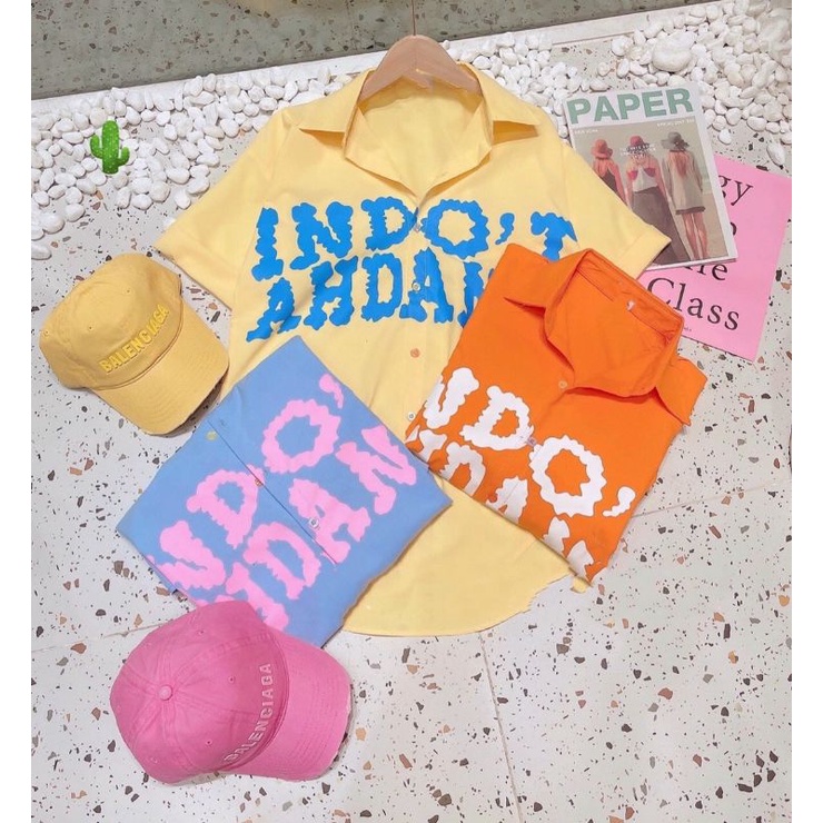 🆕Áo Sơ mi màu from rộng in chữ ko bay màu