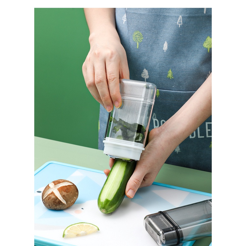Dụng Cụ Gọt Vỏ Củ Quả Đa Năng Có Khoan Đựng Vỏ Xuất Nhật