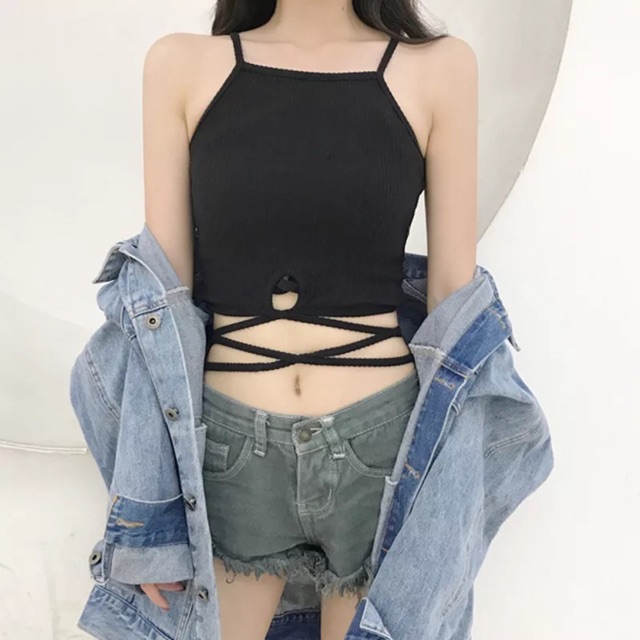 Áo camisole chất len gân