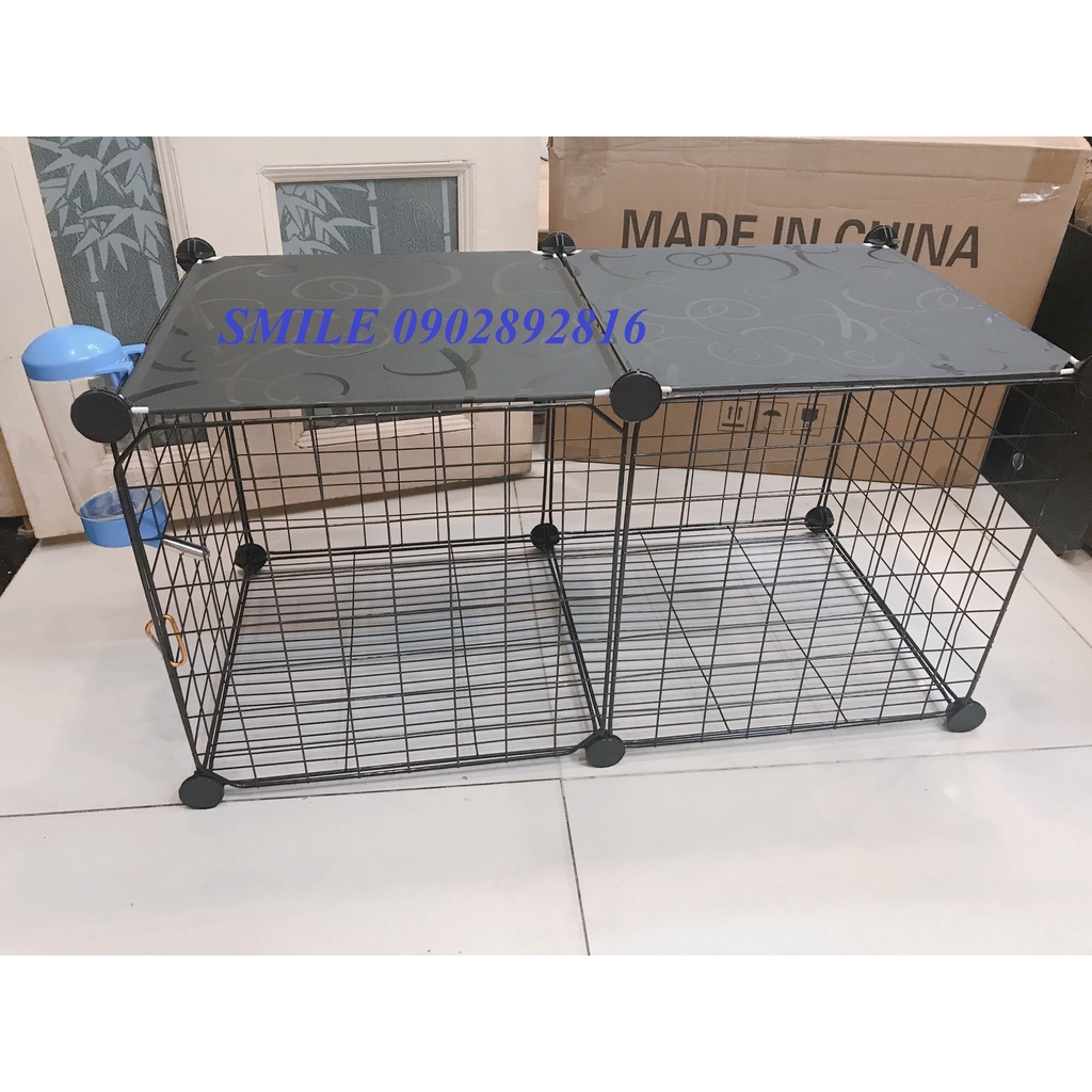 {ẢNH THỰC TẾ} TẶNG KÈM BÌNH NƯỚC, COMBO CHUỒNG 2 Ô LƯỚI GHÉP ĐA NĂNG CHO THÚ CƯNG CHÓ, MÈO TIỆN LỢI