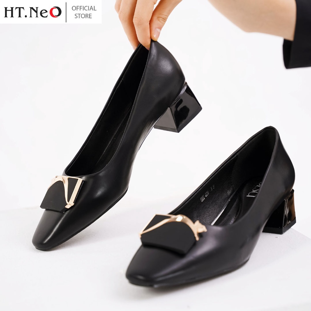 Giày cao gót nữ - Giày da nữ HT.NEO da bò thật êm mềm ,gót vuông cao đến 5cm ,kiểu dáng sang trọng ,thanh lịch GC01