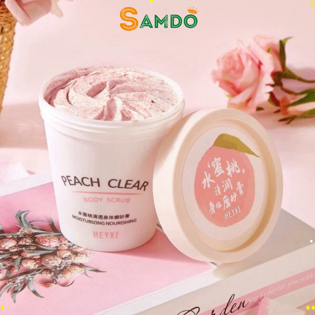 Tẩy Da Chết Đào Toàn Thân HEYXI Peach Clear Body Scrub 200ml Giúp Da Trắng Hồng, Thu Nhỏ Lỗ Chân Lông