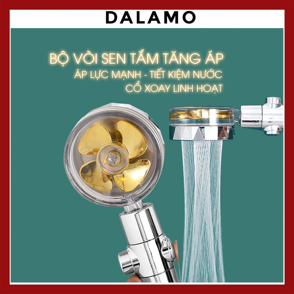 Đầu vòi sen tăng áp Bát sen cánh quạt xoay 360 độ có nút nhấn stop tắt bật DB011