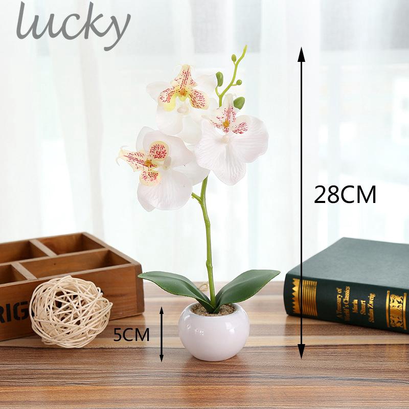 Chậu hoa lan hồ điệp giả 28cm với 6 màu tùy chọn