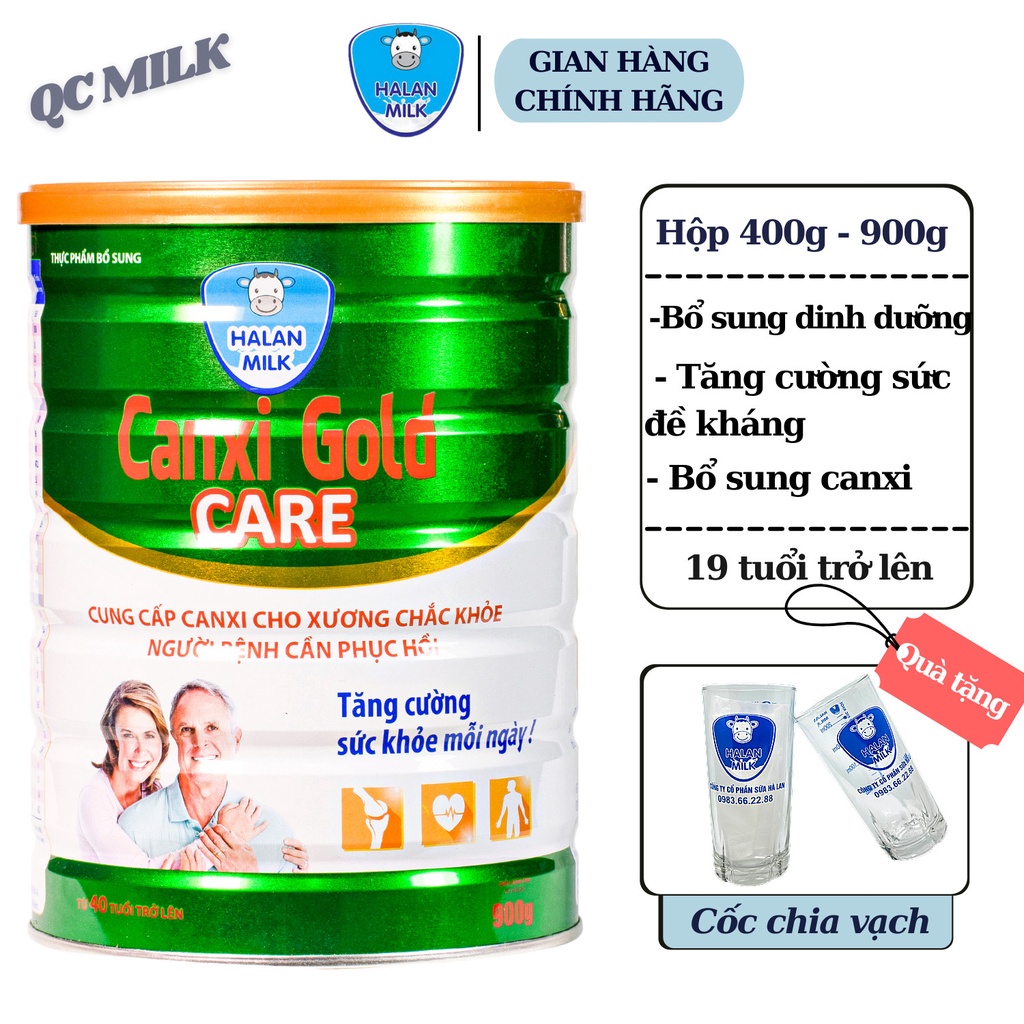 Sữa bột Canxi gold care 400g-900g, Cung cấp canxi cho xương chắc khỏe,chống loãng xương,Halan milk