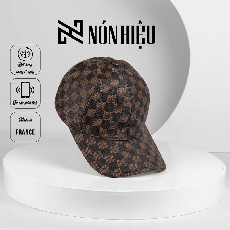 Mũ lưỡi trai Da LV caro MADE IN FRANCE Full Tem Mark hãng