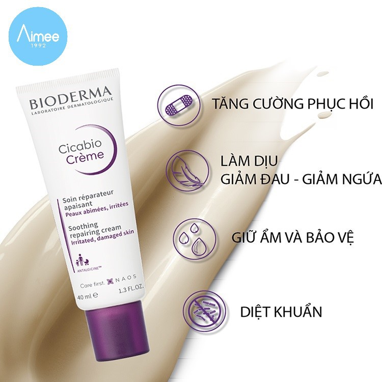 Kem Dưỡng Ẩm Phục Hồi Da Tổn Thương Cấp Ẩm Cicabio Bioderma Tím 40ml , Tái Tạo Da Khô, Hỗn Hợp Thiên Dầu, Aimee1992