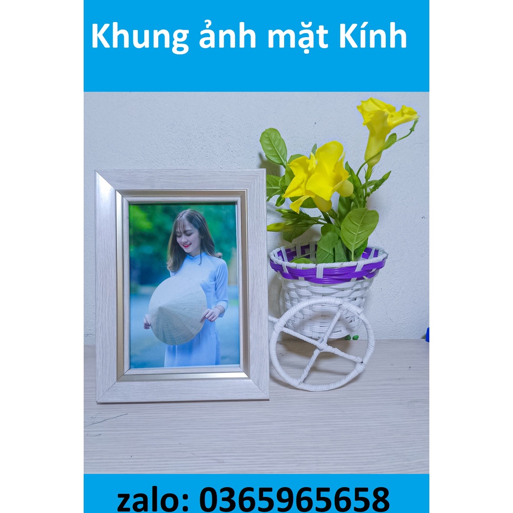 Khung ảnh 15x21 để bàn- treo tường mặt kính 3mm bền đẹp