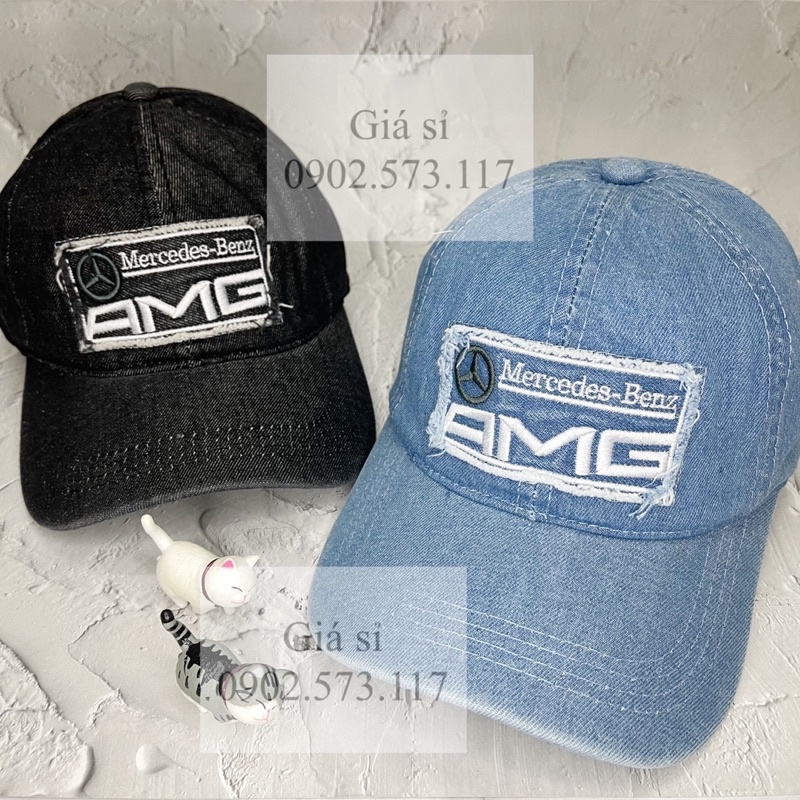 Nón kết lưỡi trai jean thêu AMG vuông phong cách bụi bặm cá tính nam nữ