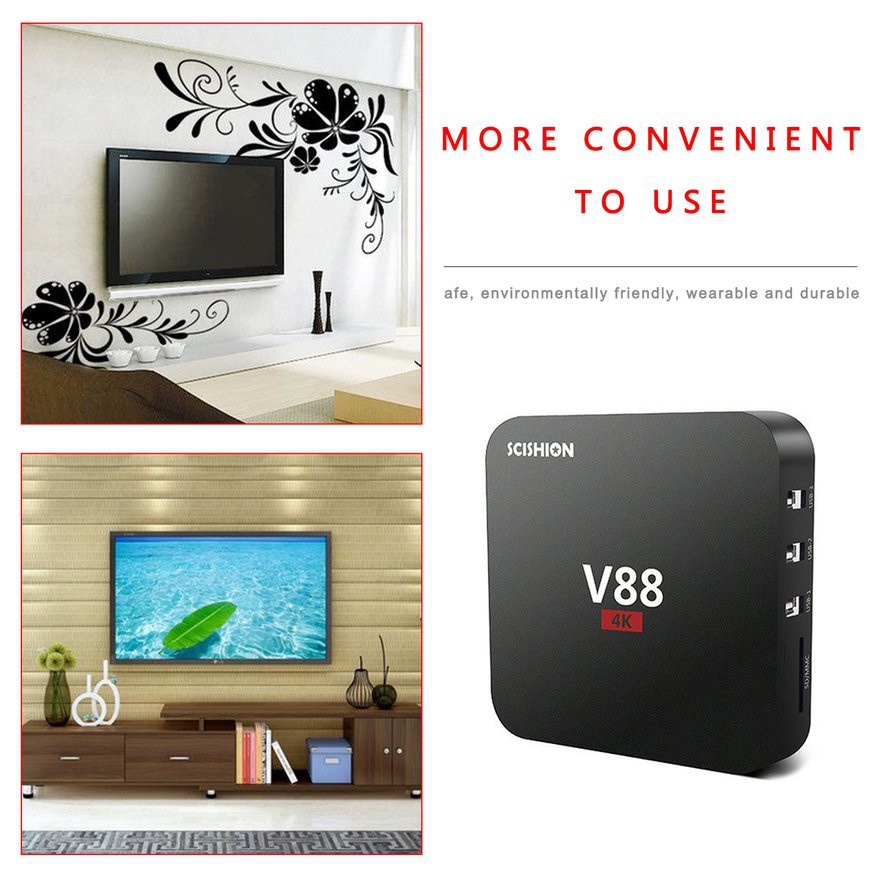 ⚡Bộ Tv Box Thông Minh V88 4k Quad-core 2G + 16Gb Wifi Media Player