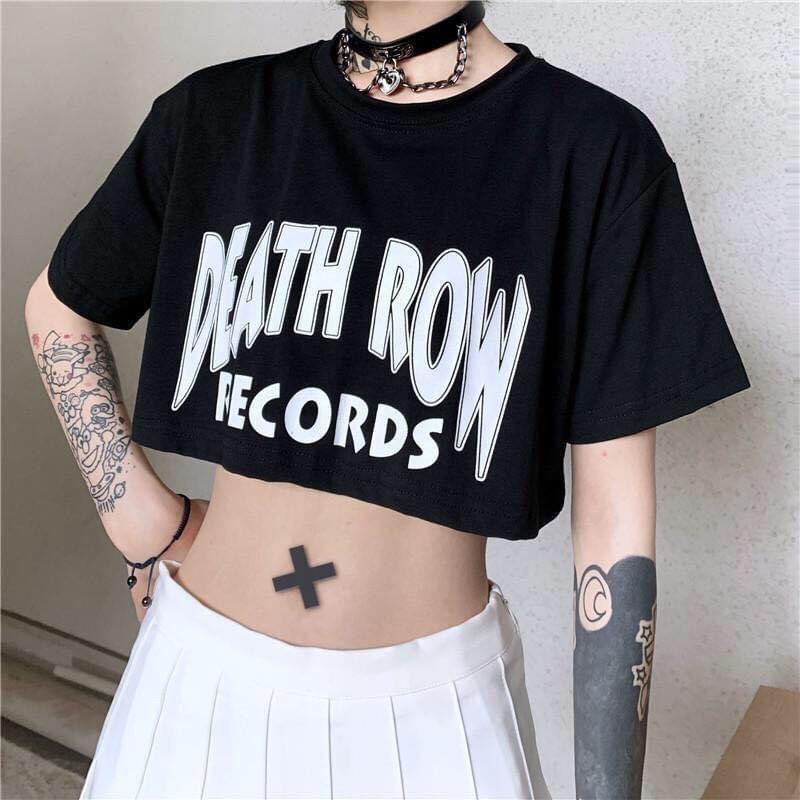Áo CropTop Tay Lở DEATHROW Set Váy Xếp Li Áo CropTop