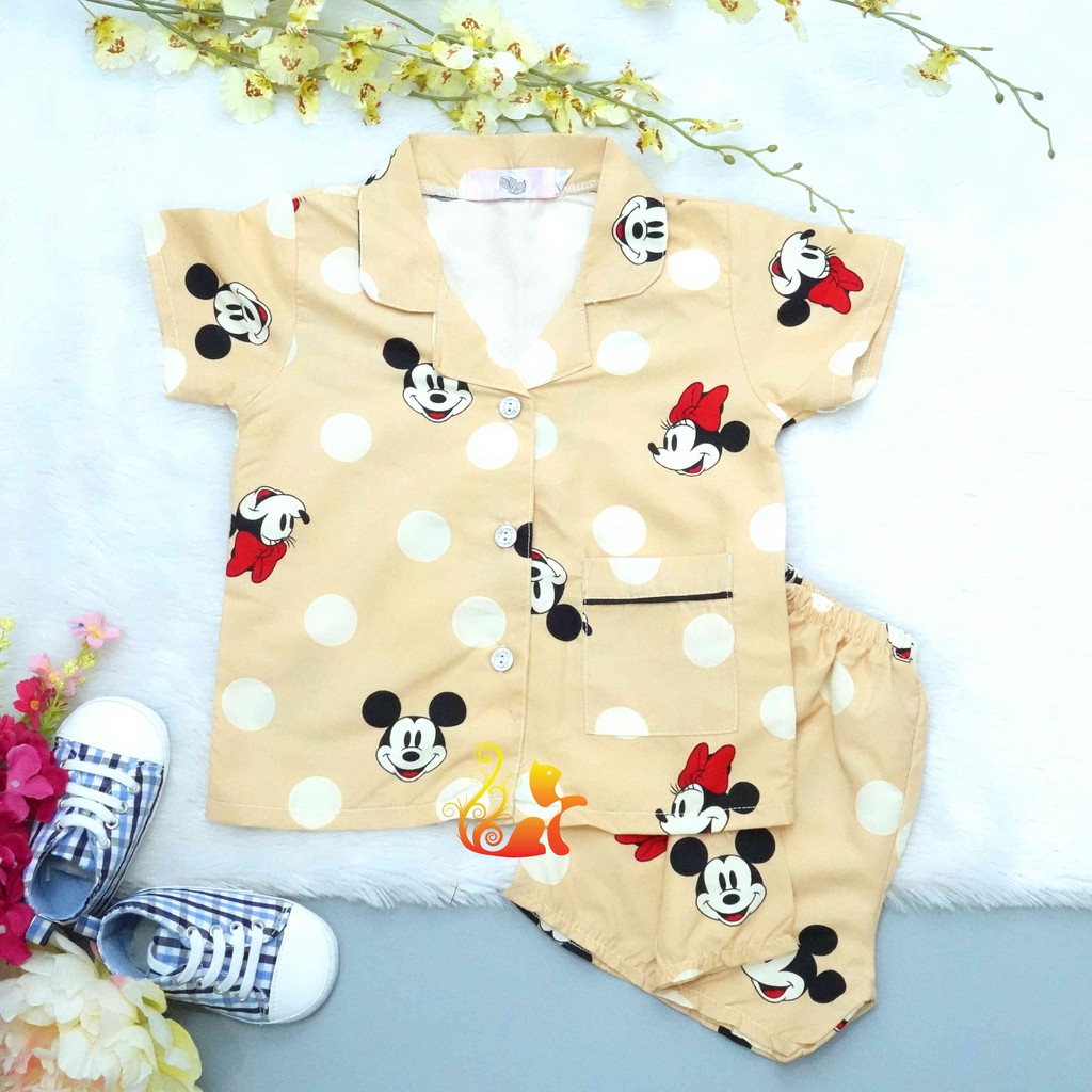 Đồ Mặc Nhà &quot;Mít ki chấm bi&quot; Pijama Kate Thái - Cho Bé 8 - 38kg.