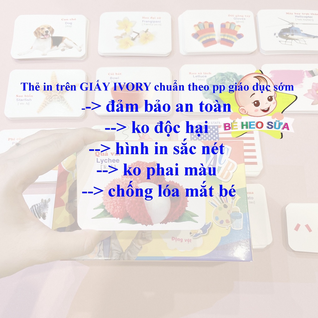 Thẻ học thông mình cho bé song ngữ gồm 16 chủ đề với 416 thẻ - HÀNG CHÍNH HÃNG