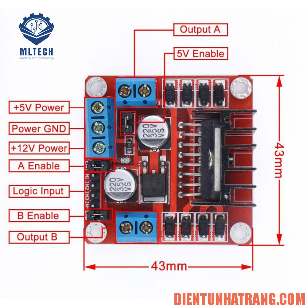 Mạch điều khiển động cơ DC L298N