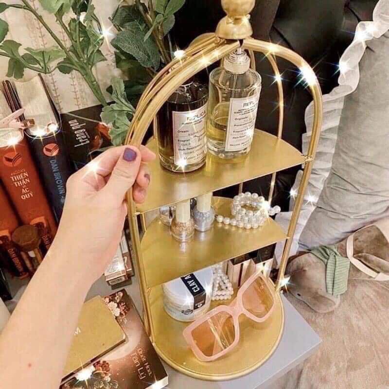 Hàng Cao Cấp 📌GIÁ SỈ📌 KỆ ĐỰNG MỸ PHẨM SẮT SƠN TĨNH ĐIỆN MÀU VÀNG SANG CHẢNH