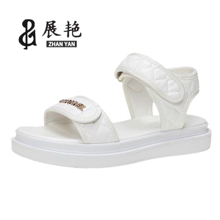 Giày Sandal Nữ Đi Học, Dép Sandal Nữ Trắng Phối Màu  Quai Cao 4Cm Êm Mềm Và Nhẹ Hàng Fullbox QC