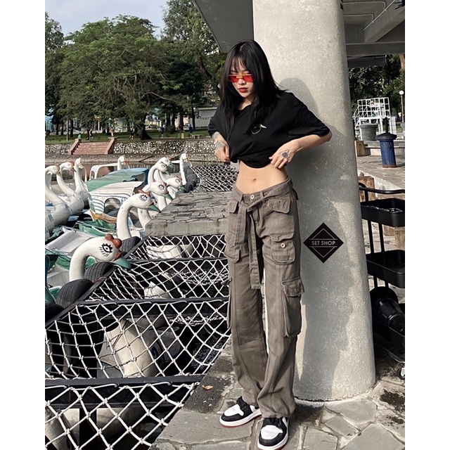 Quần jogger kaki túi hộp màu xanh ghi siêu chất