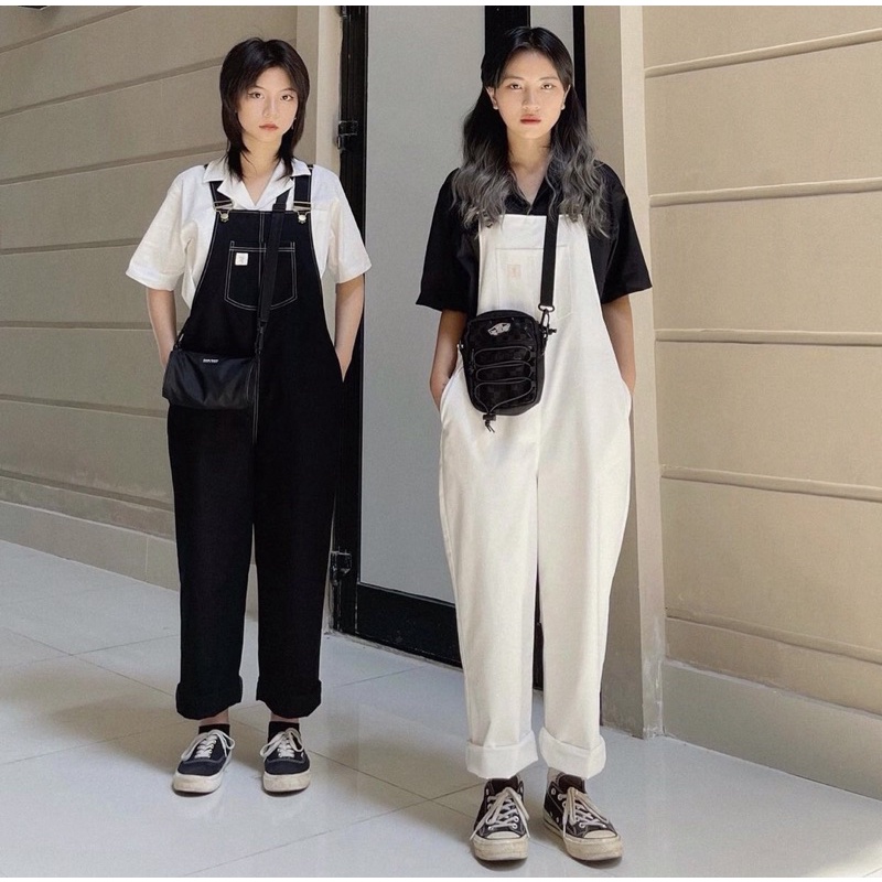 Quần Yếm Chất Kaki Dập Chỉ Nổi MARY Phong Cách Ulzzang